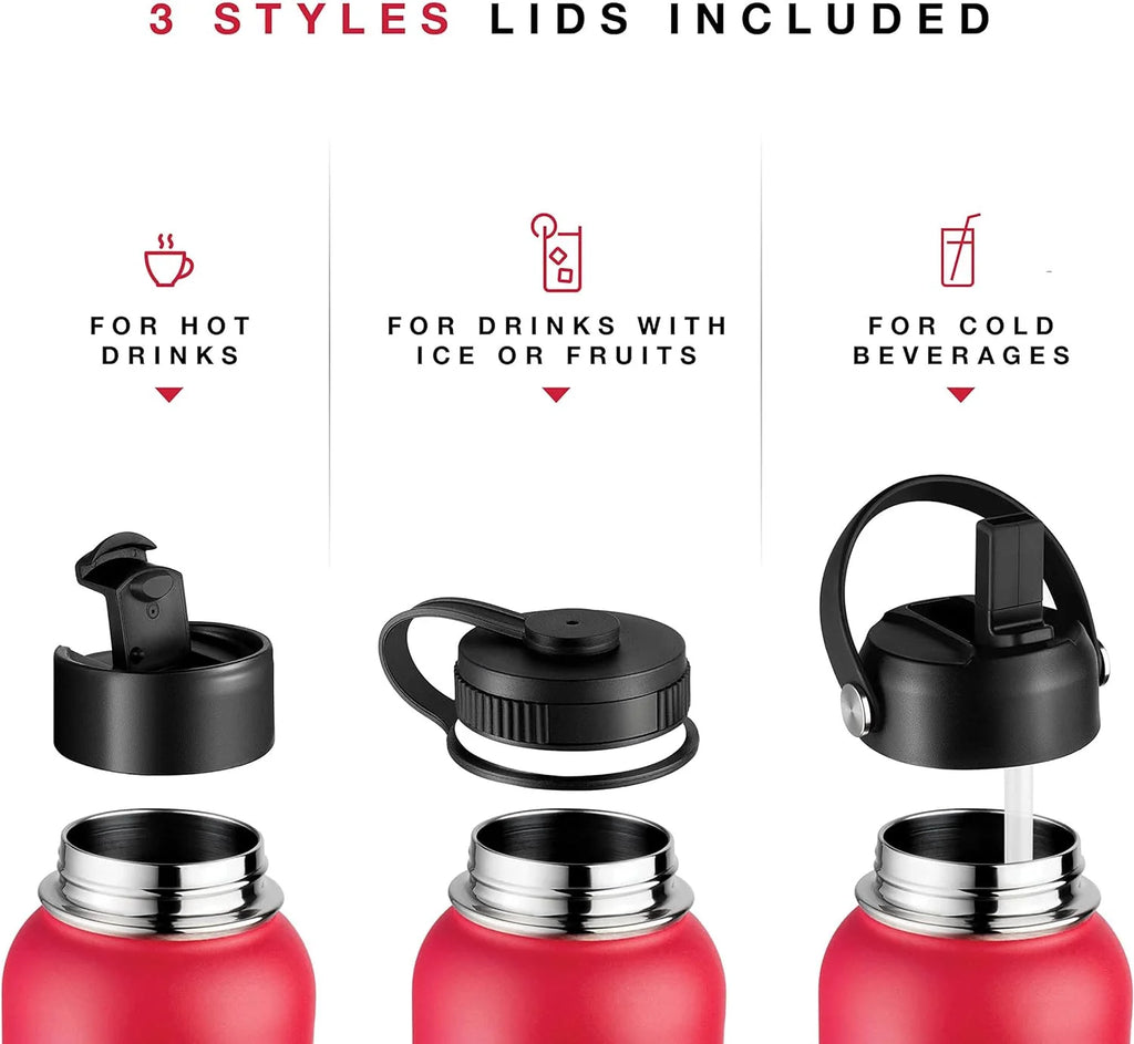 Stainless Steel Double Wall Insulated Sports Water Bottle, 40 OZ BPA Free Y79644