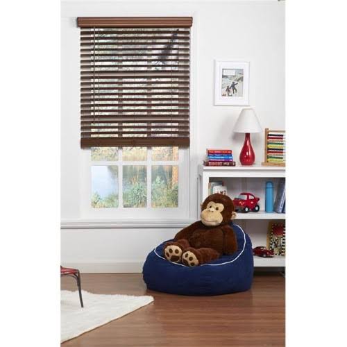 Cordless Faux Wood Blind Dark Oak 60.5 x 64 in. I561
