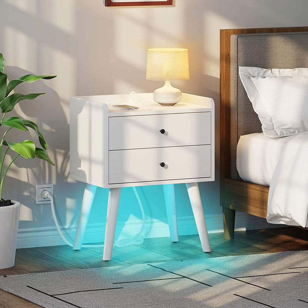 White Nightstand with 2 Sliding Drawers P207700