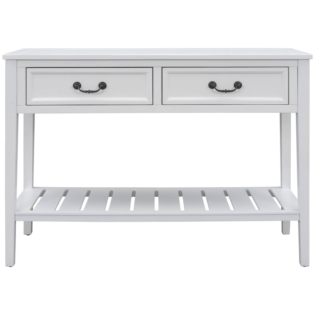 White Console Table with 2 Drawers and 1 Shelf N721