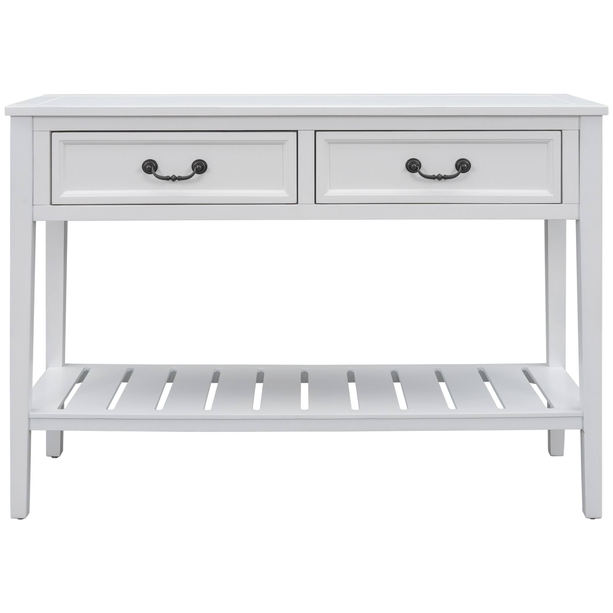 White Console Table with 2 Drawers and 1 Shelf N721