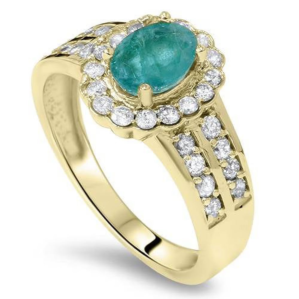 Emerald & Diamond Ring 14K Yellow Gold P73635
