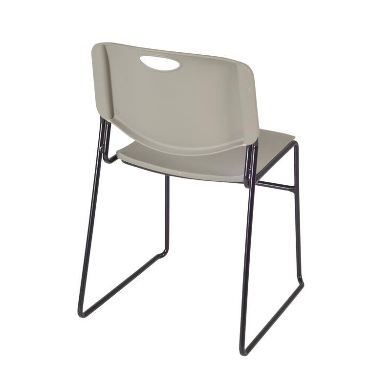 Grey Round Breakroom Table & 4 Stack Chairs I554