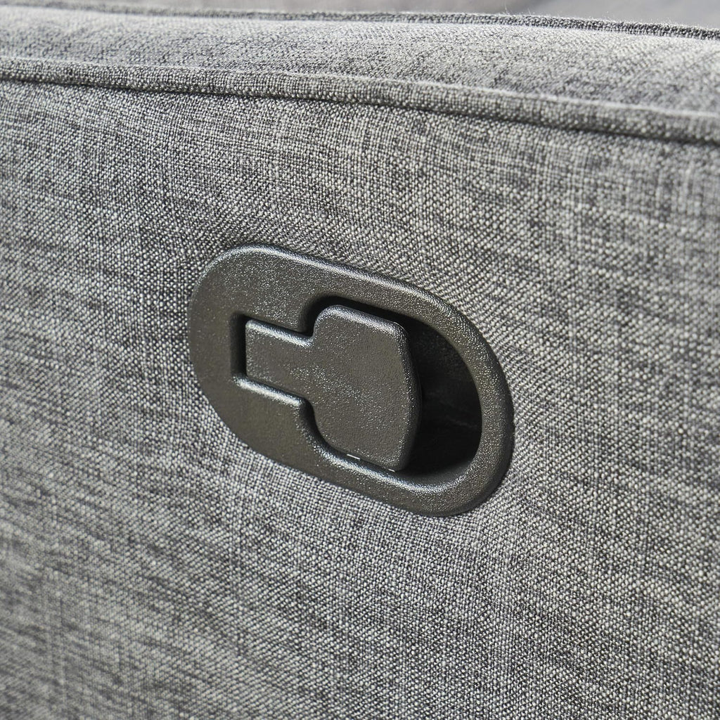 Grey Black Buttoned Fabric Reclining Loveseat F15642