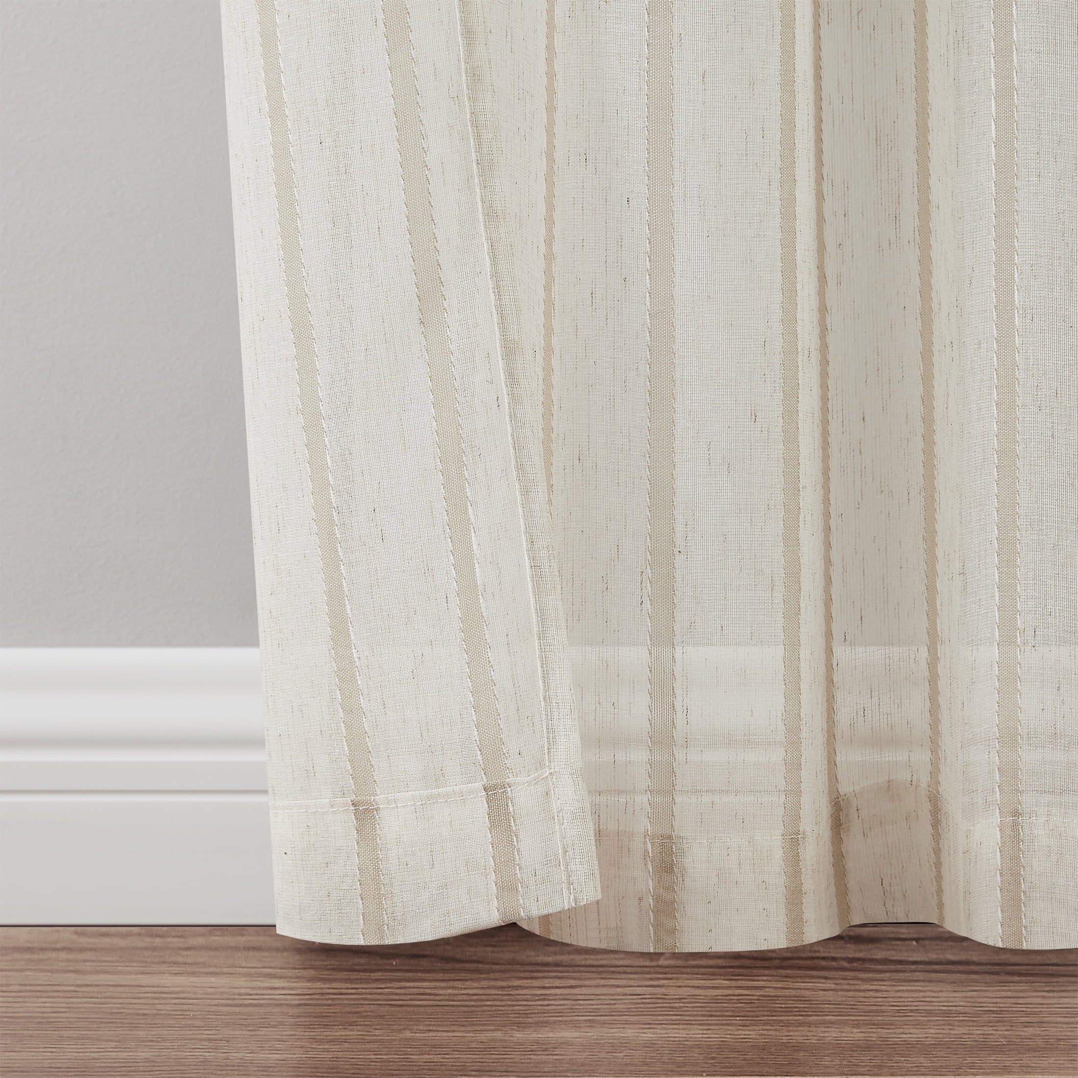 Taupe Light Filtering Tie Top Curtain Panel Pair, 76" x 95" G5798
