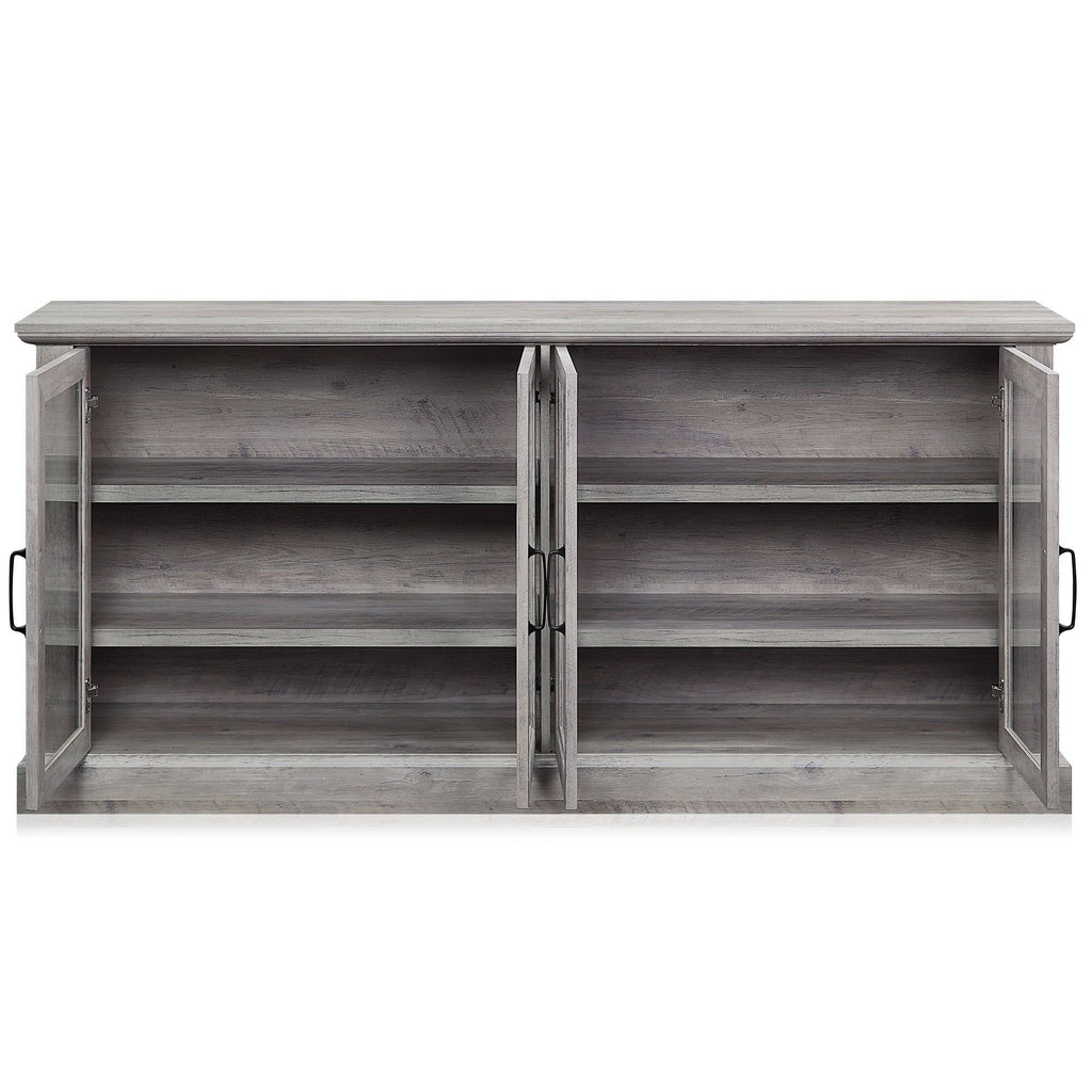 Rustic Grey 4 Door Wood Sideboard Cabinet U764