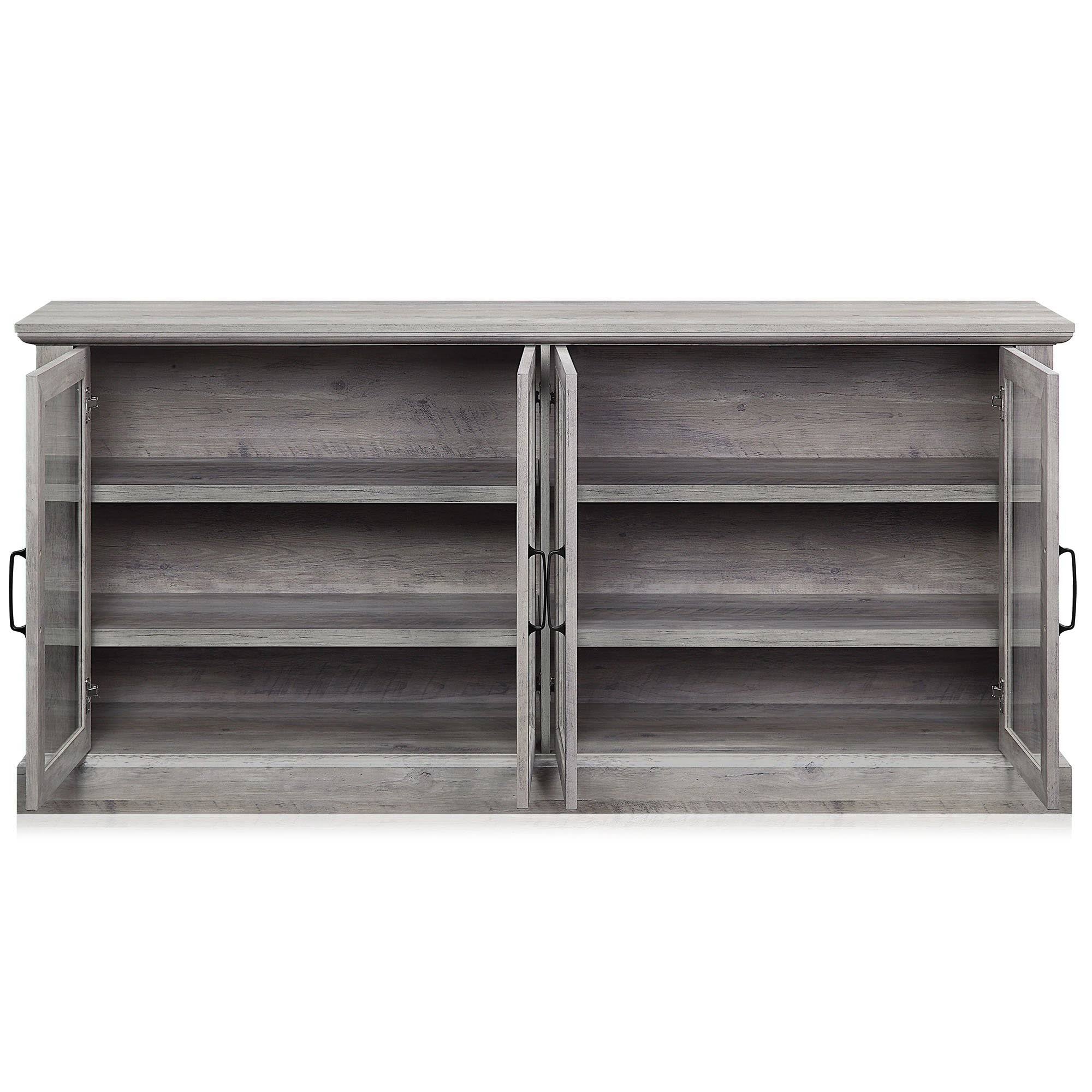 Rustic Grey 4 Door Wood Sideboard Cabinet U764