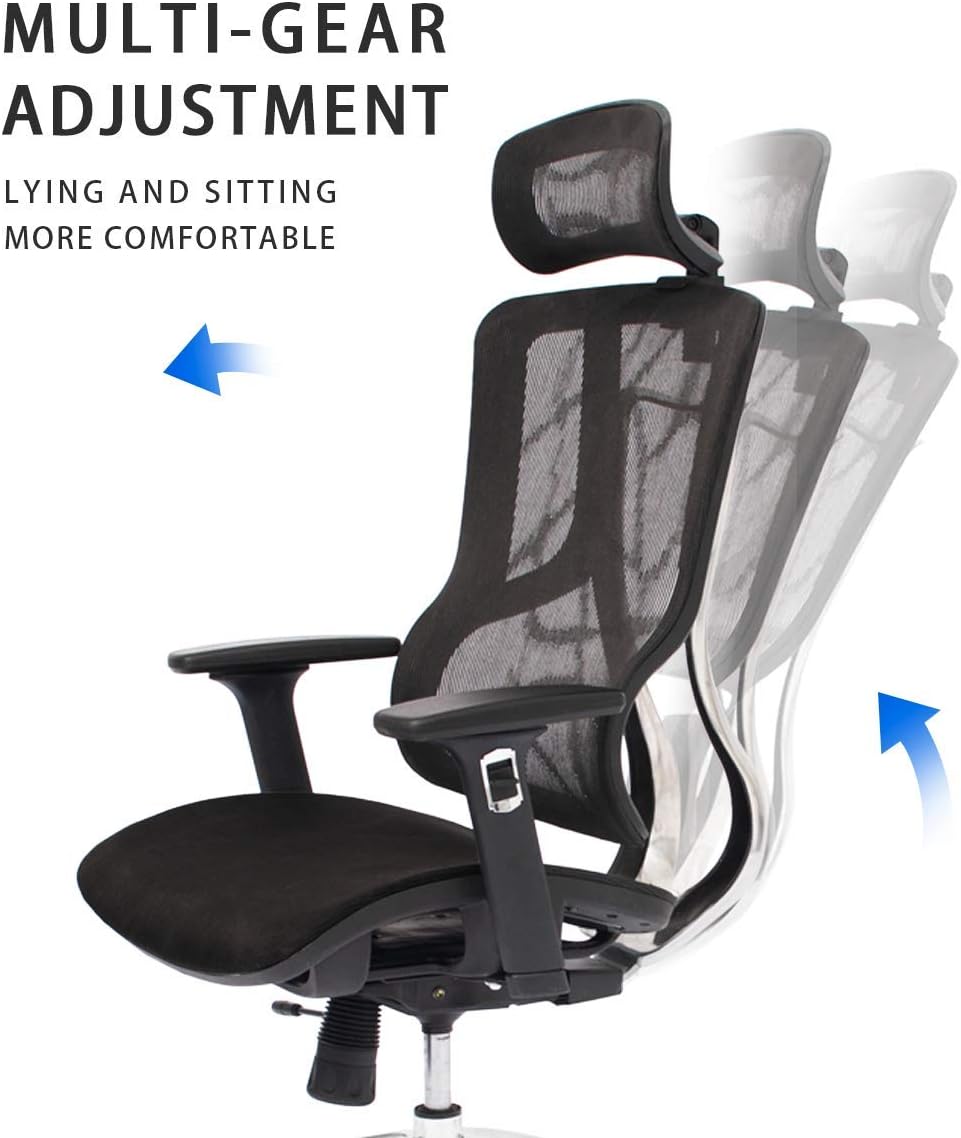 Black Ergonomic Mesh High Back Office Chair with Adjustable Headrest and Armrest T266647