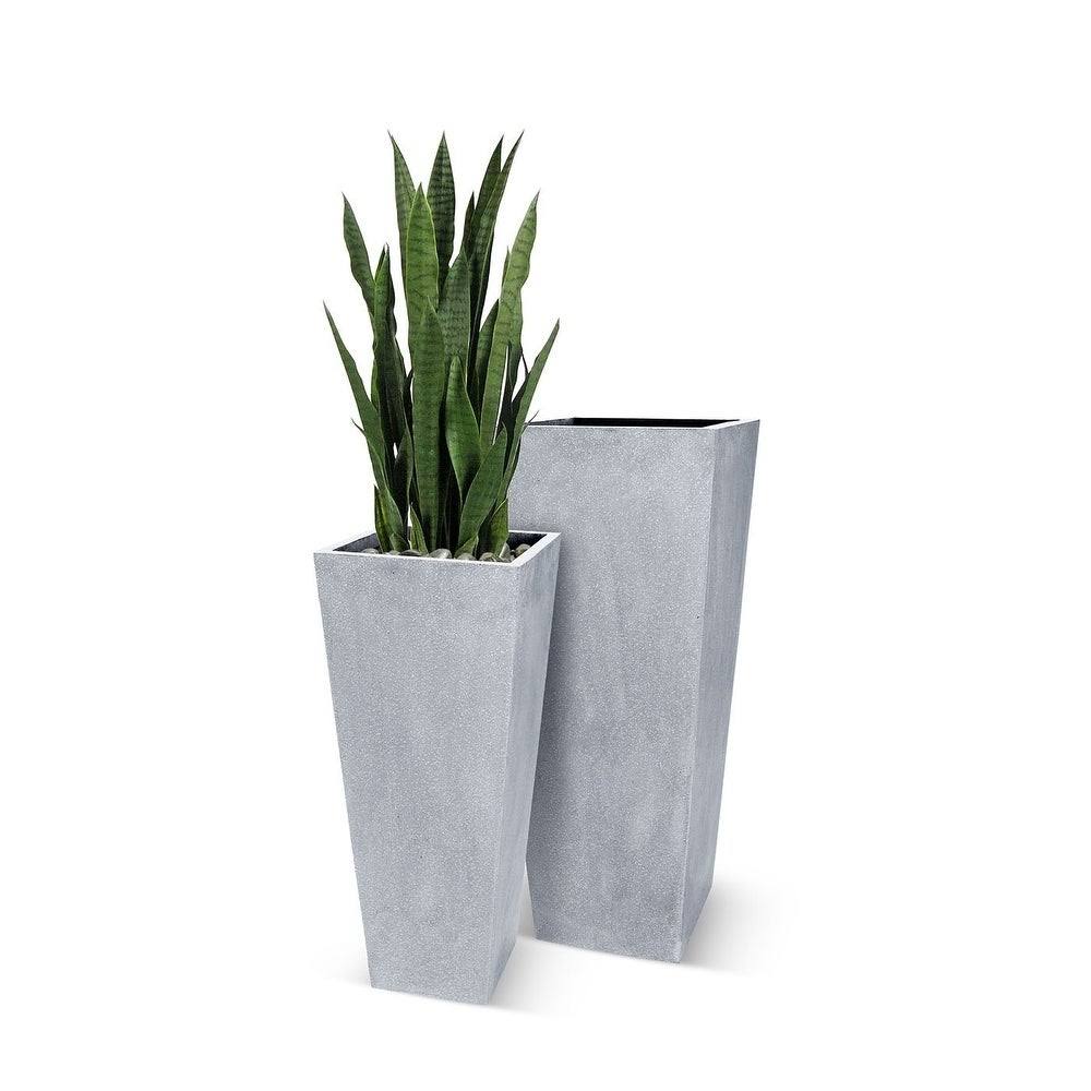 White Tapered Fiberstone Pot W540