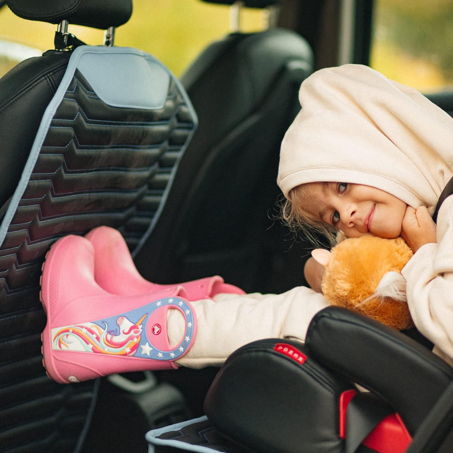 Black Brown Tan Car Seat Kick Mat Pack of 2 T539