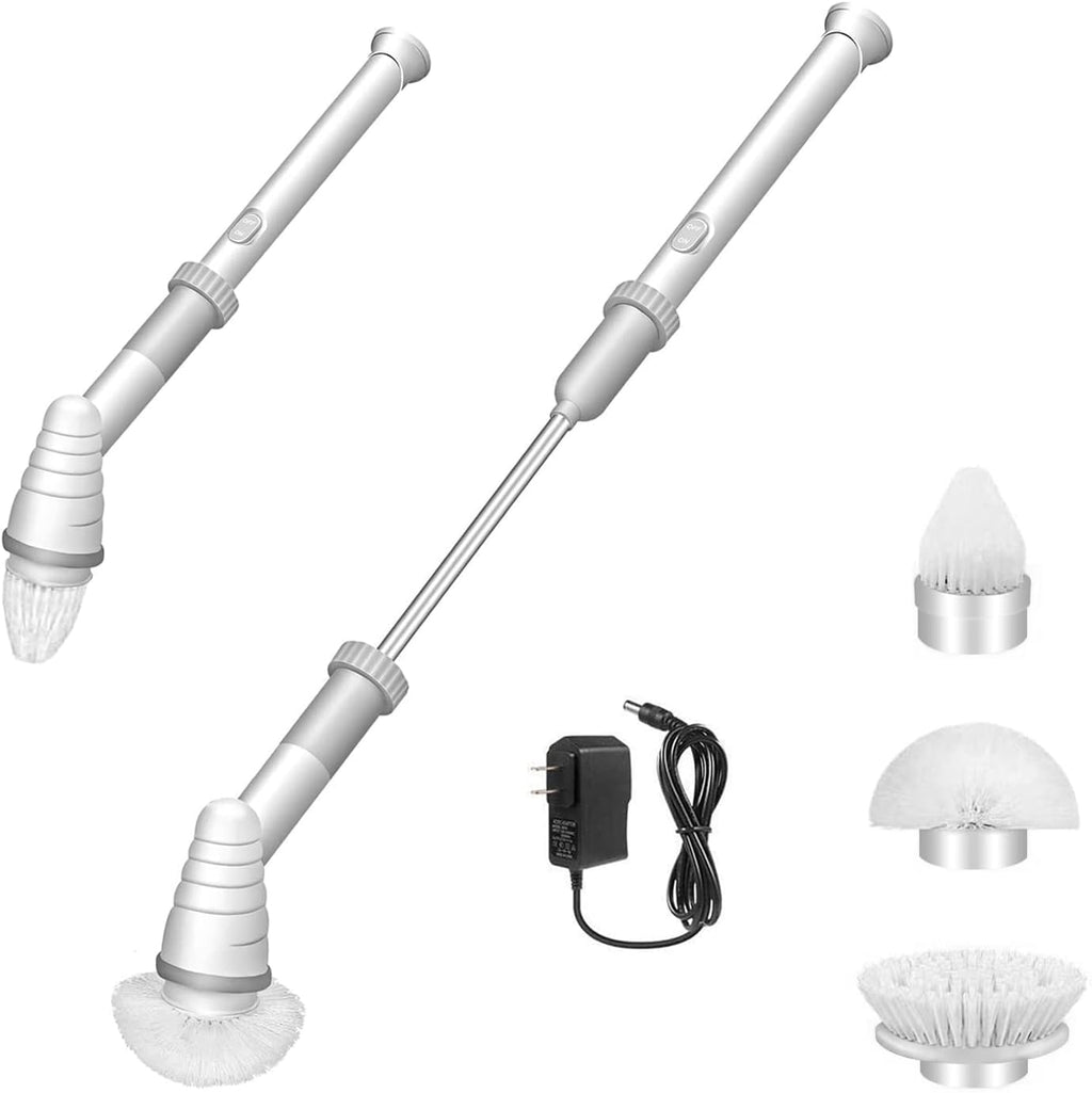 Cordless Electric Spin Scrubber with Long Handle, 3 Brush Heads, Pack of 2 E421610