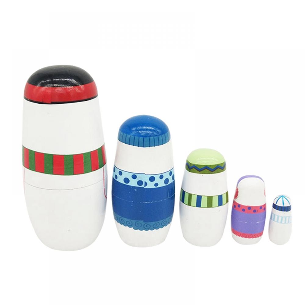 5 Pcs Wooden Handmade Matryoshka Nesting Dolls Stacking Doll Set K8022