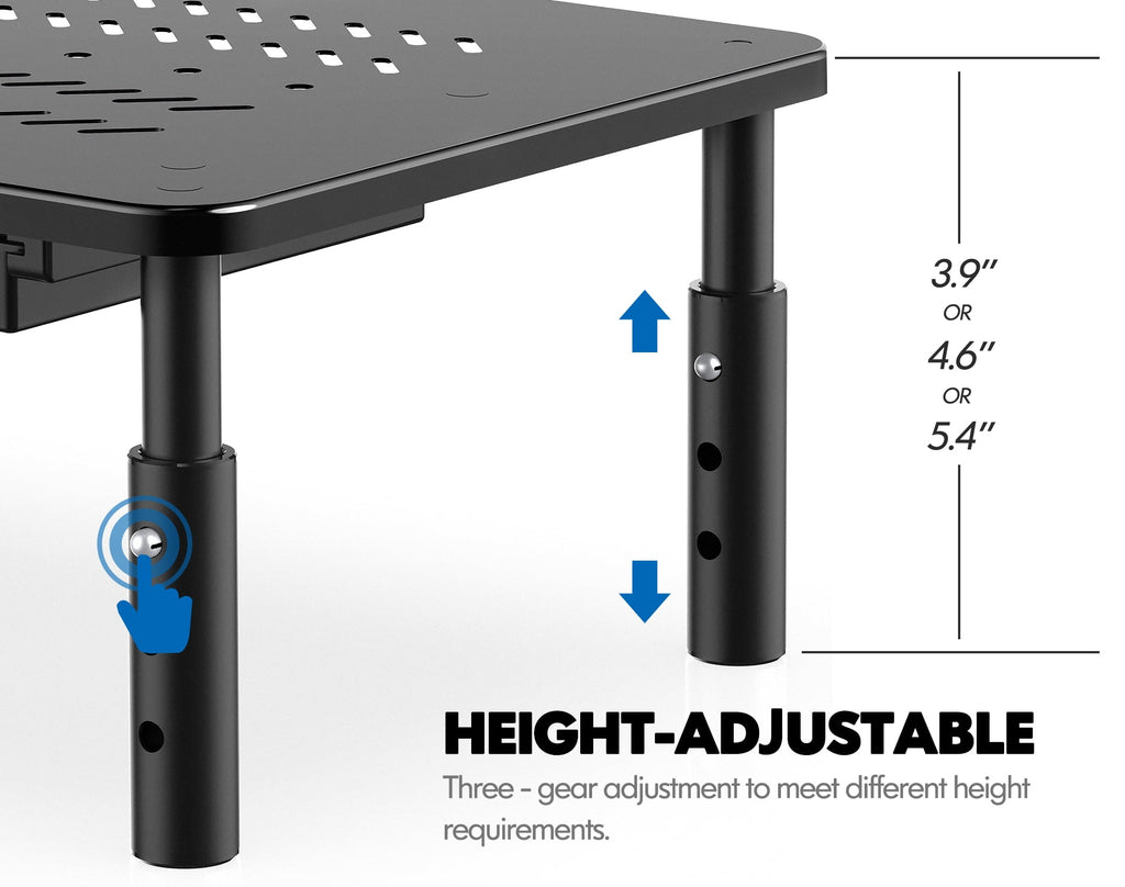 Black Metal Dual Monitor Stand with Drawer 2PK P90950