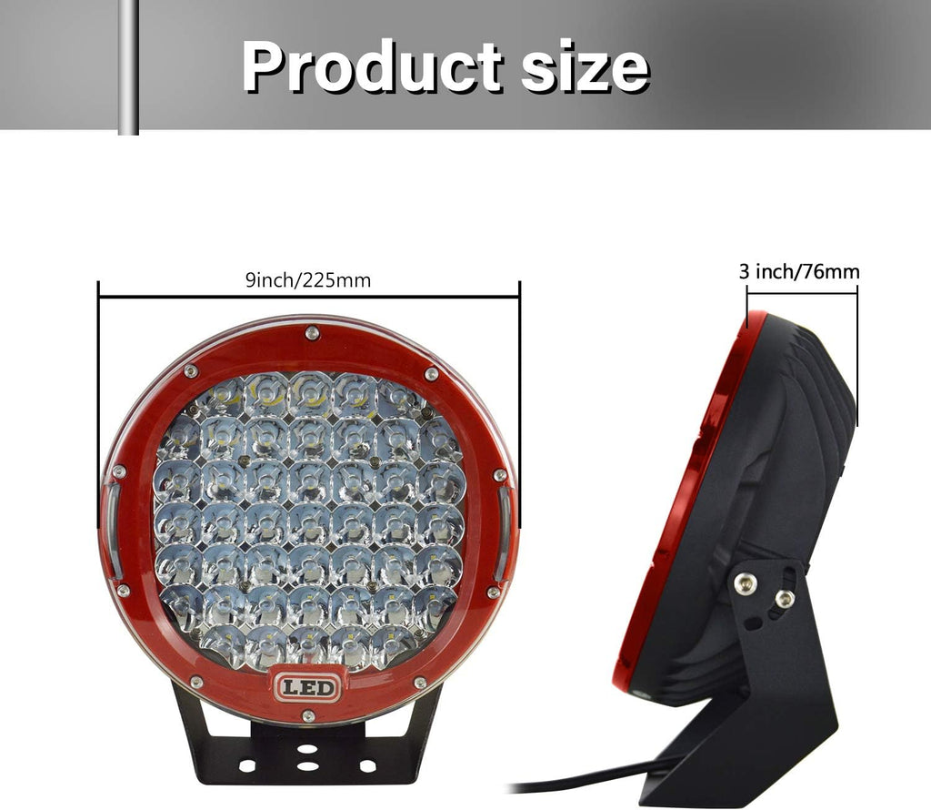 2PCS 96W Round Red LED Spot Driving Work Light 9 Inch E330840