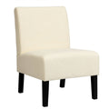 Beige Armless Accent Chair with Rubber Wood Legs T626168