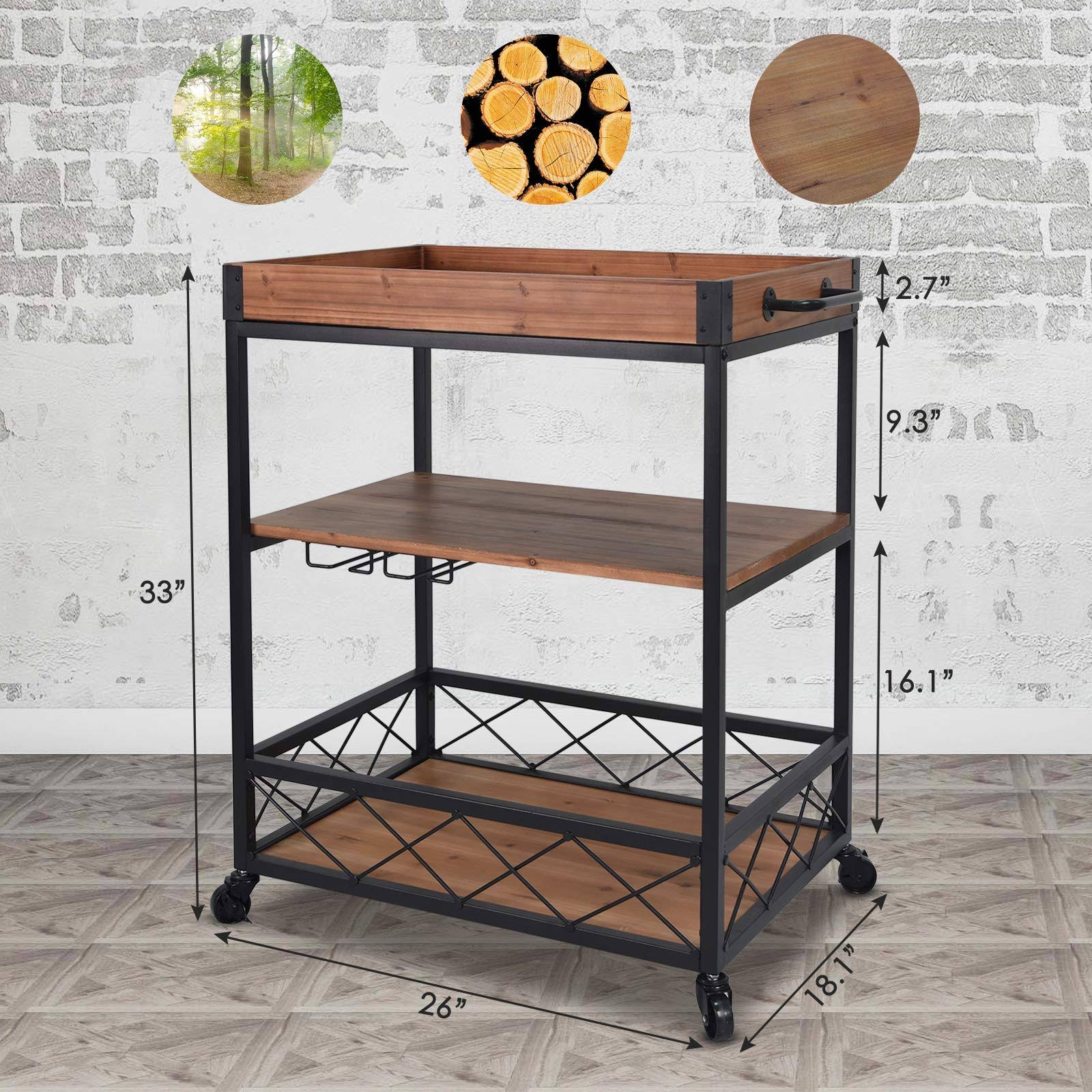 Solid Wood Bar Serving Cart X33796