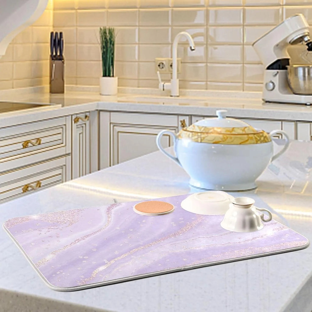 Purple Marble Composite Sponge Dish Drying Mat (16x18Inch) X79990