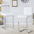 White Leather Counter Height Bar Stools Set of 2 I7621
