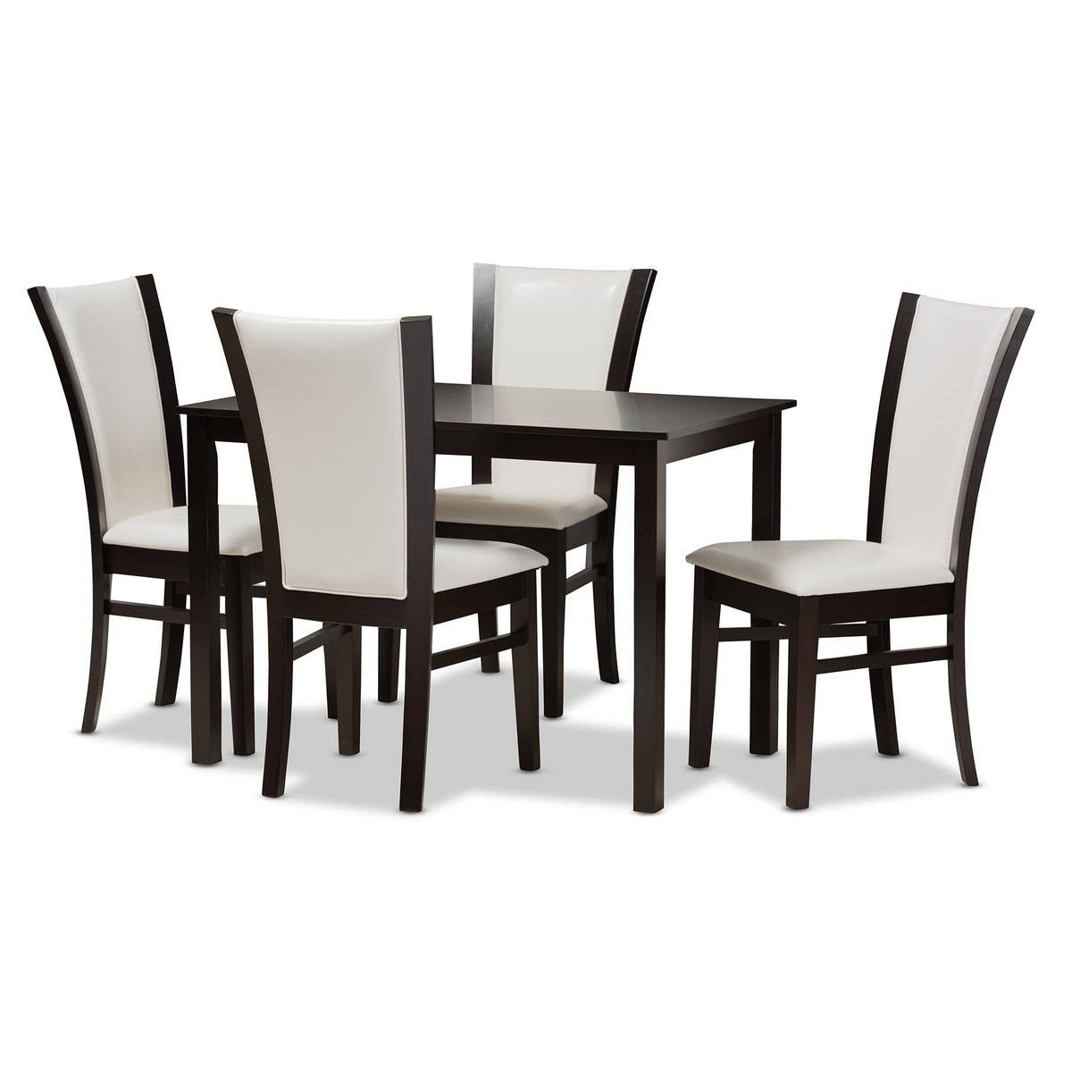 5-Piece White Faux Leather Dining Set P430