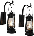 Set of 2 Pack Black Lantern Wall Sconce Hurricane Glass U6544