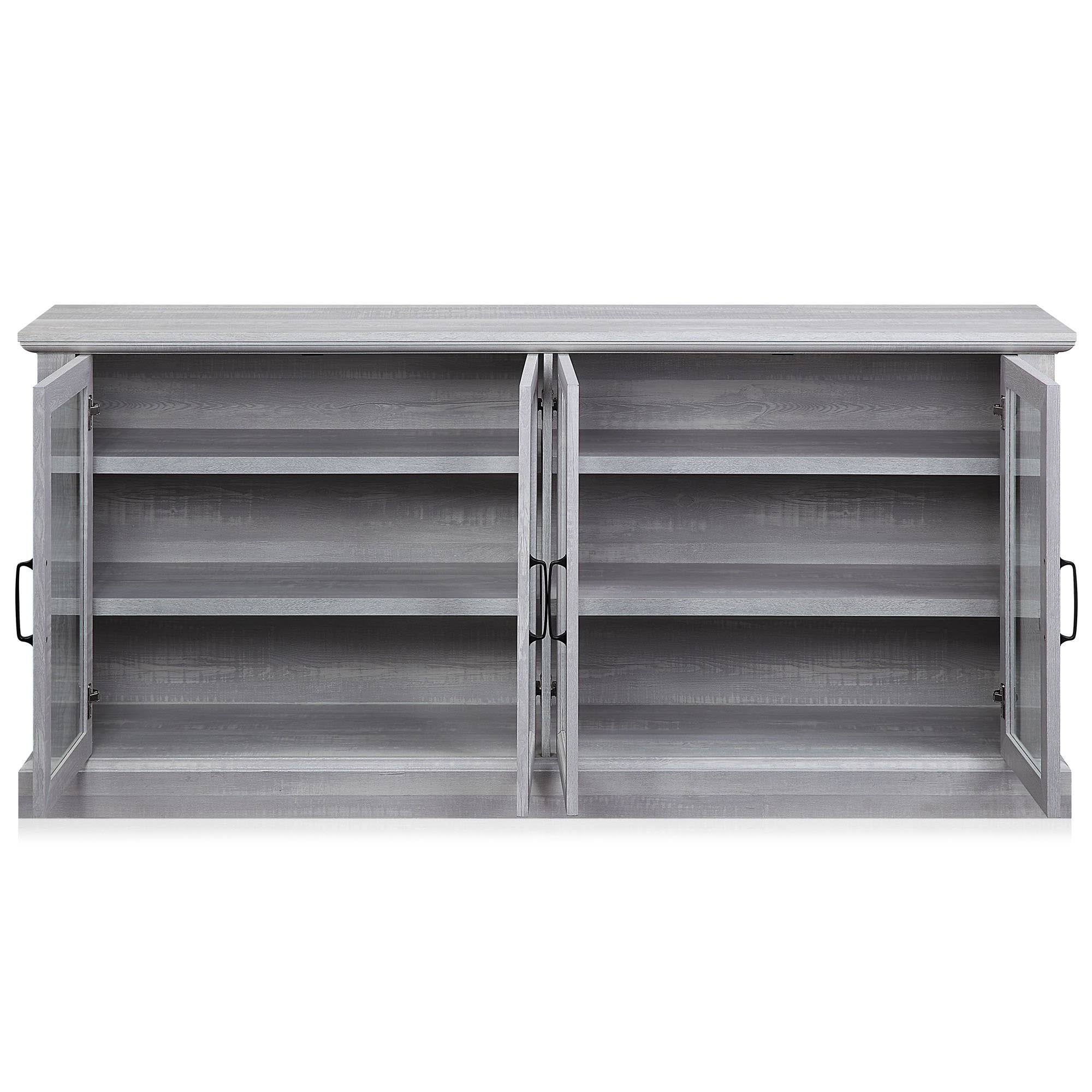 Rustic Grey 4 Door Wood Sideboard Cabinet U764