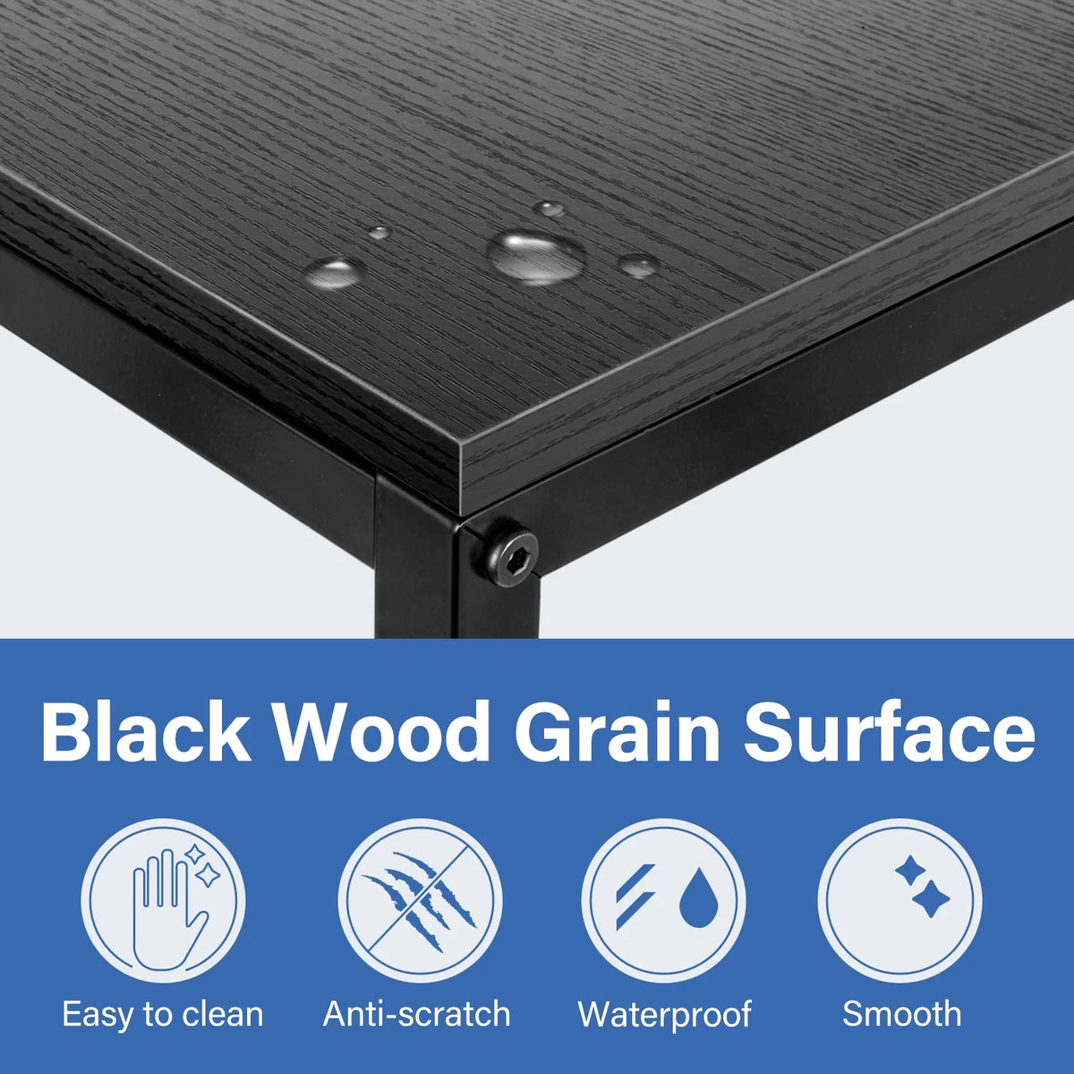 C Shaped Sofa Side End Table with Hardwood Surface, Black A514436