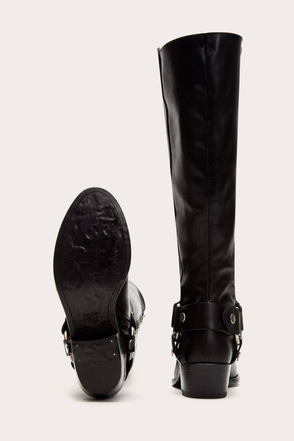 Black Harness Tall Wide Calf Boots G793