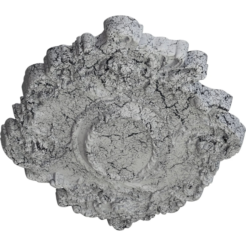 Hand-Painted Ultra Pure White Crackle Ceiling Medallion B342565