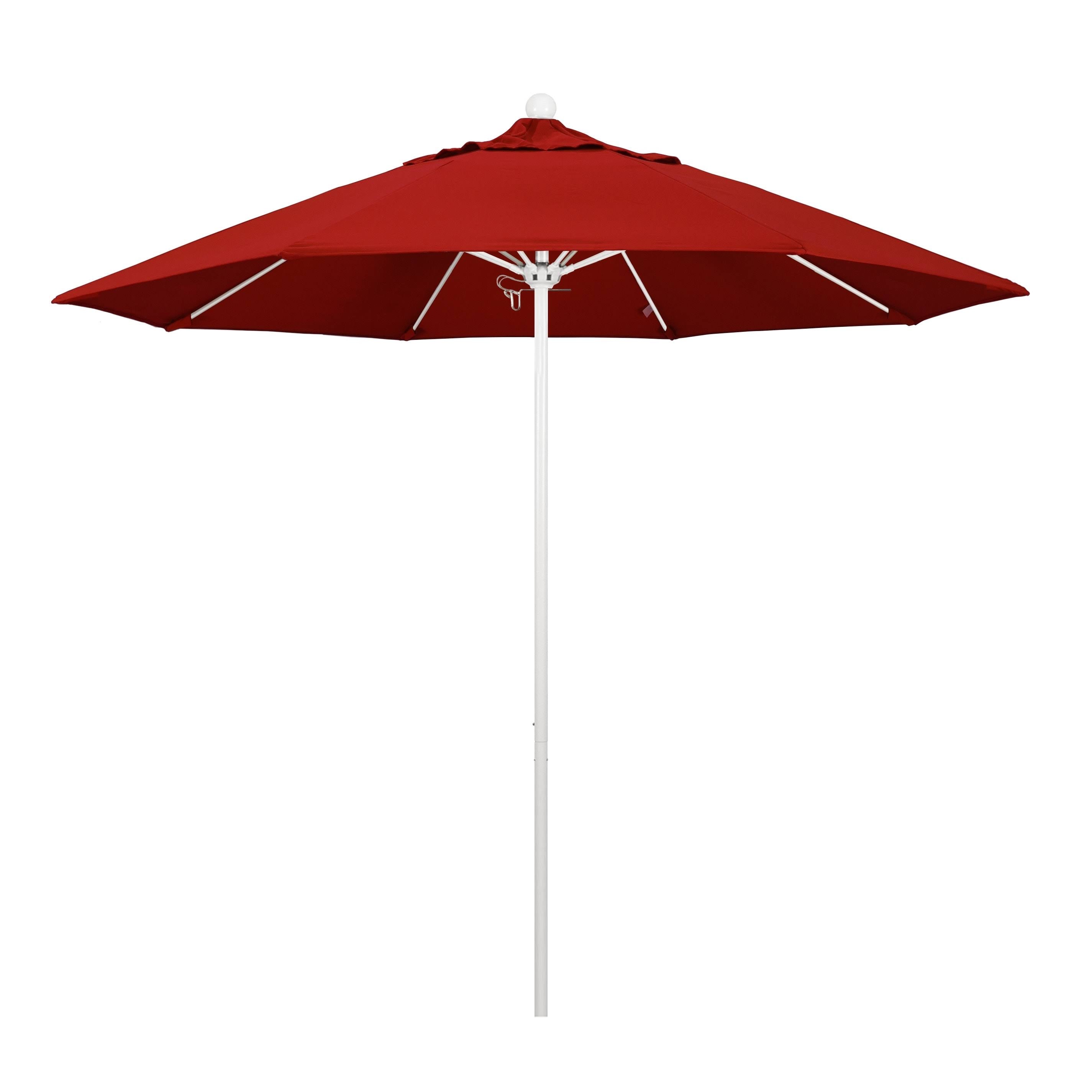 9 Feet Fiberglass Market Umbrella Pulley Open Matted White/Pacifica/Red R37234