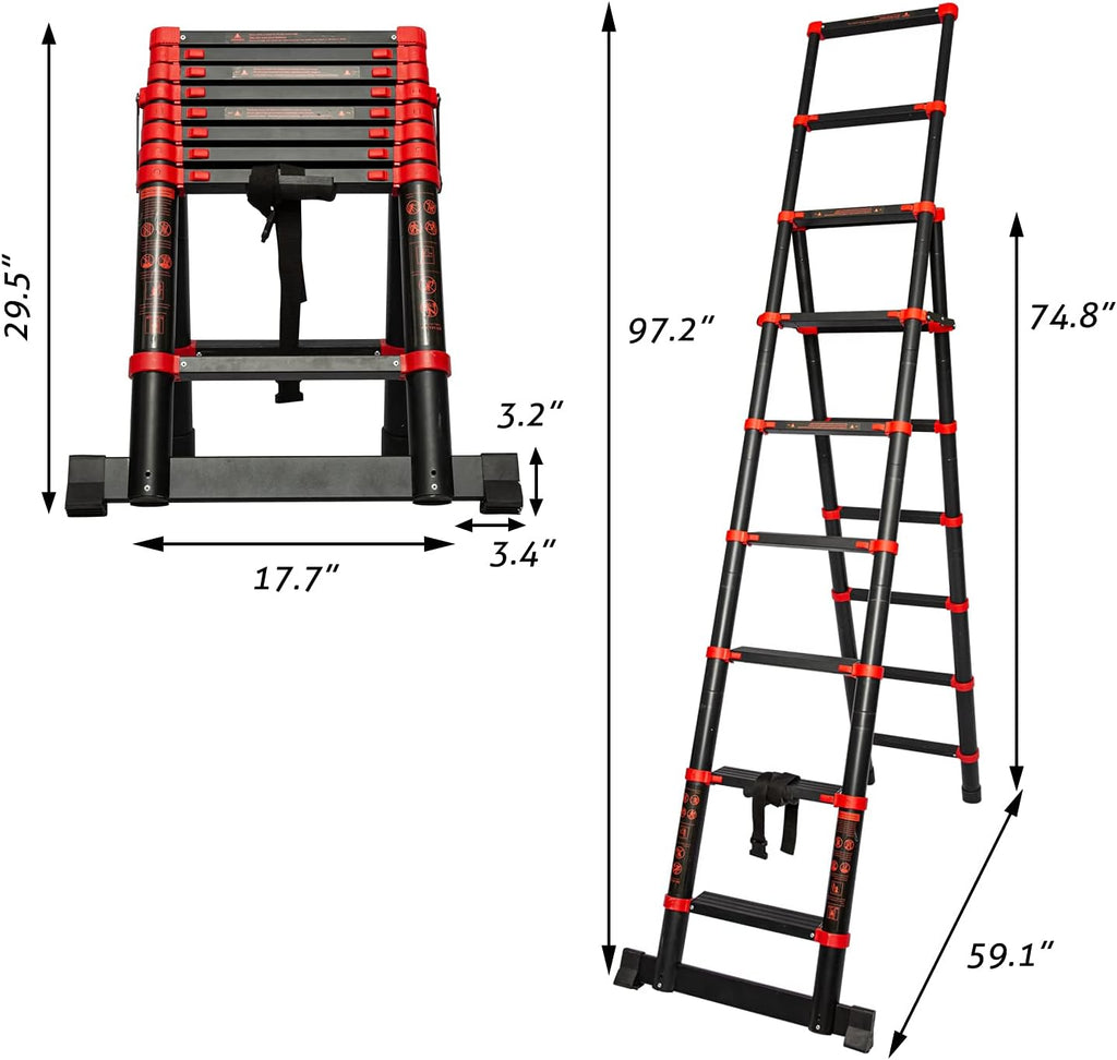 Telescopic Ladder 7+9 Aluminum A-Frame Extension Ladder, 330 Pound Capacity P72087