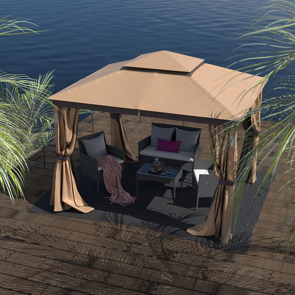 10x12 Gazebo Soft Top Canopy Tent with Mosquito Netting Q916