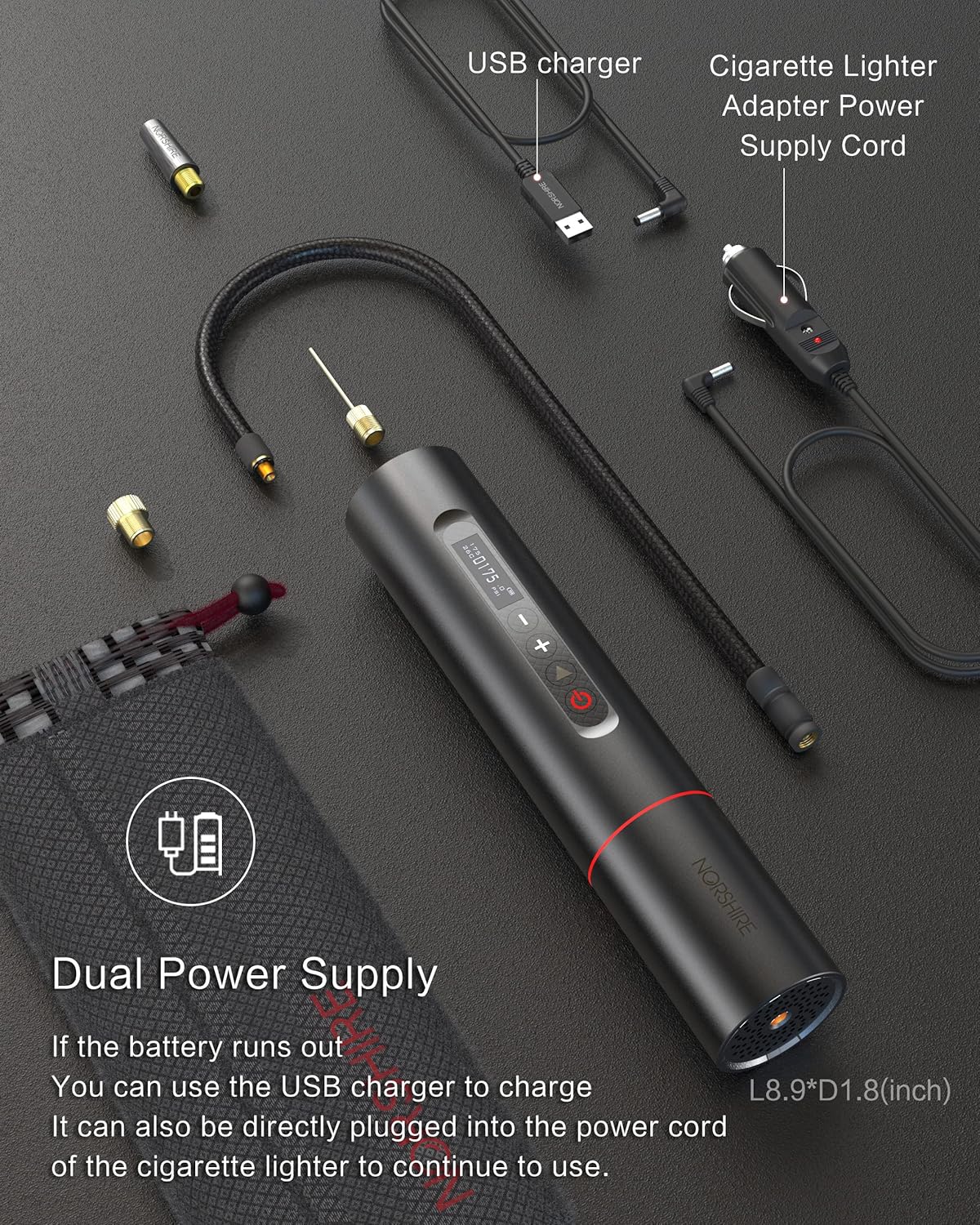 Portable Air Compressor Tire Inflator with 2000mAh Battery T971