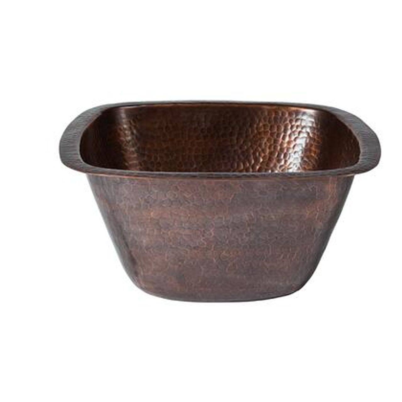 13 Square Hammered Antique Copper Bar Prep Sink J246620