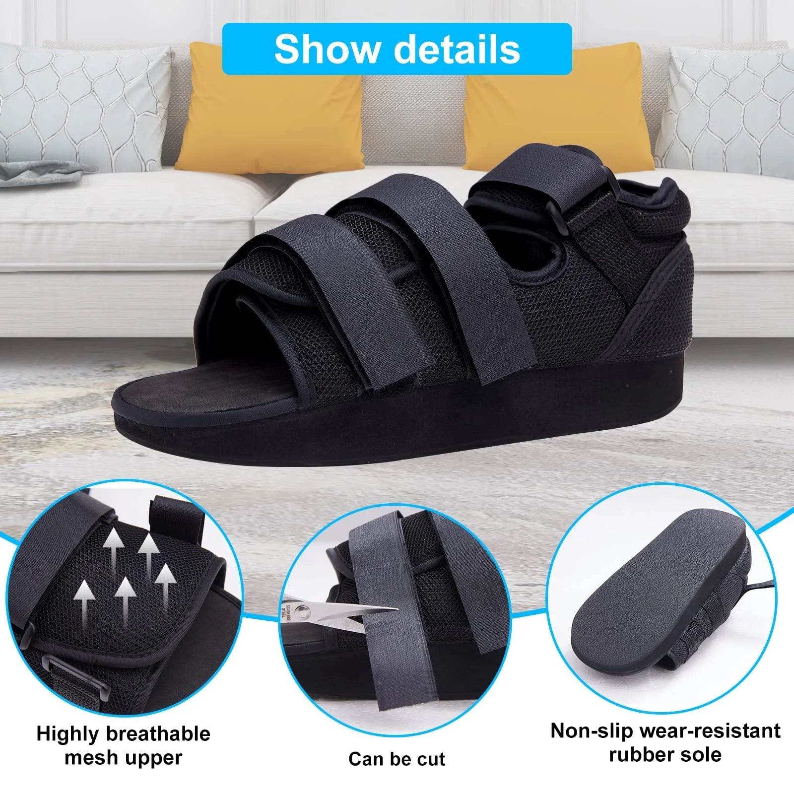 Post Op Medical Walking Shoe with Adjustable Strap G392