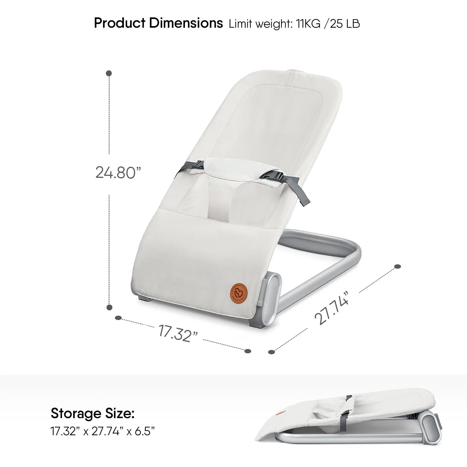 Beige Portable Baby Bouncer Seat D211836