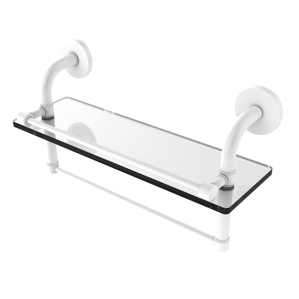 Satin Brass Gallery Glass Shelf with Towel Bar - 16 inch U33629