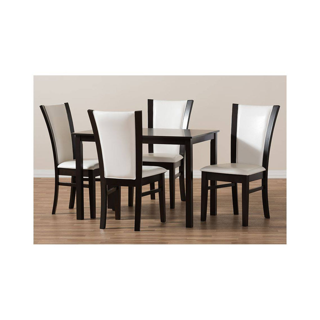 5-Piece White Faux Leather Dining Set P430
