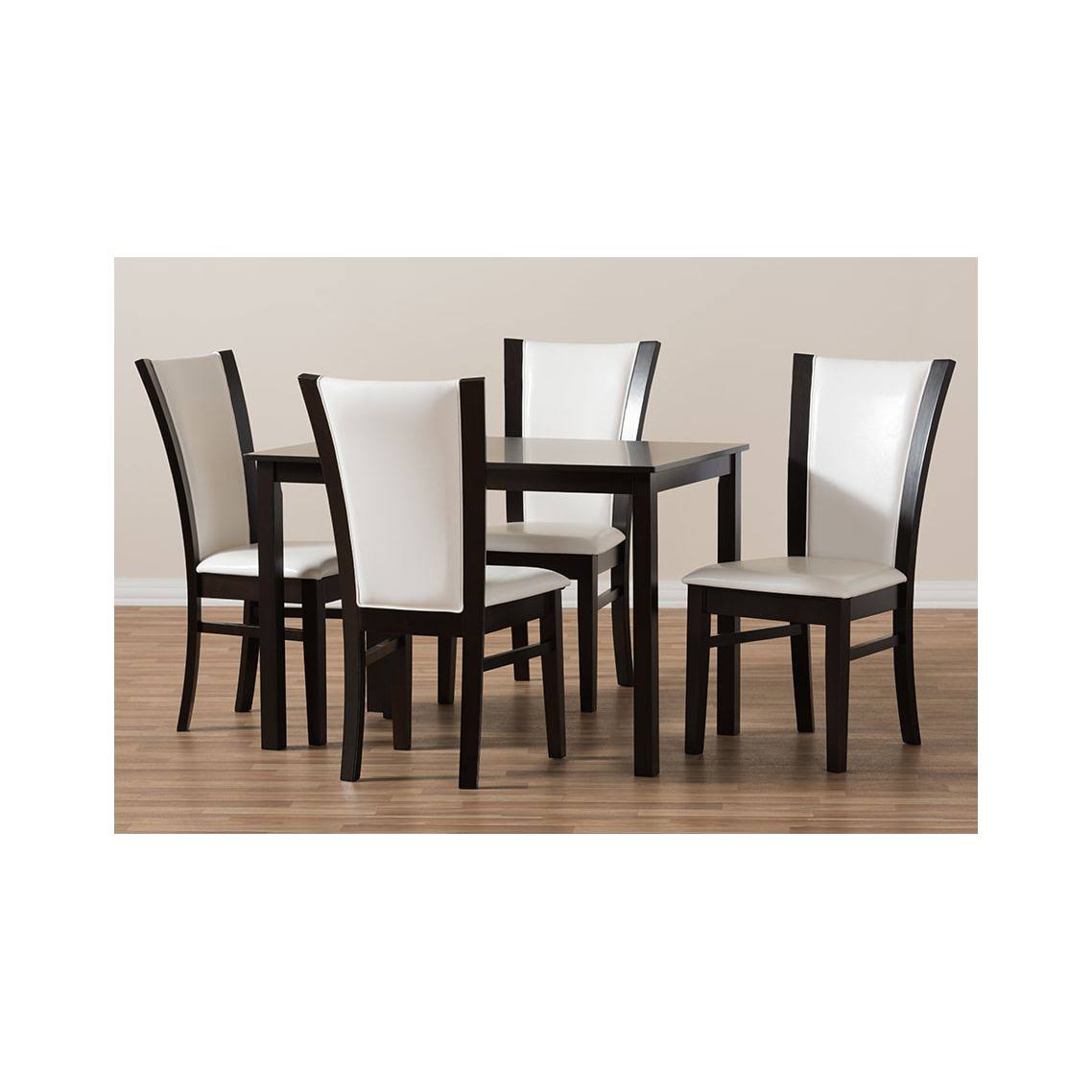 5-Piece White Faux Leather Dining Set P430