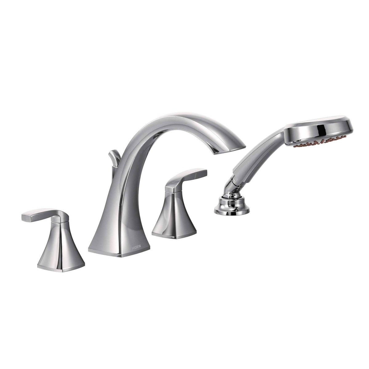 Chrome Two-Handle Roman Tub Faucet with Hand Shower D8481