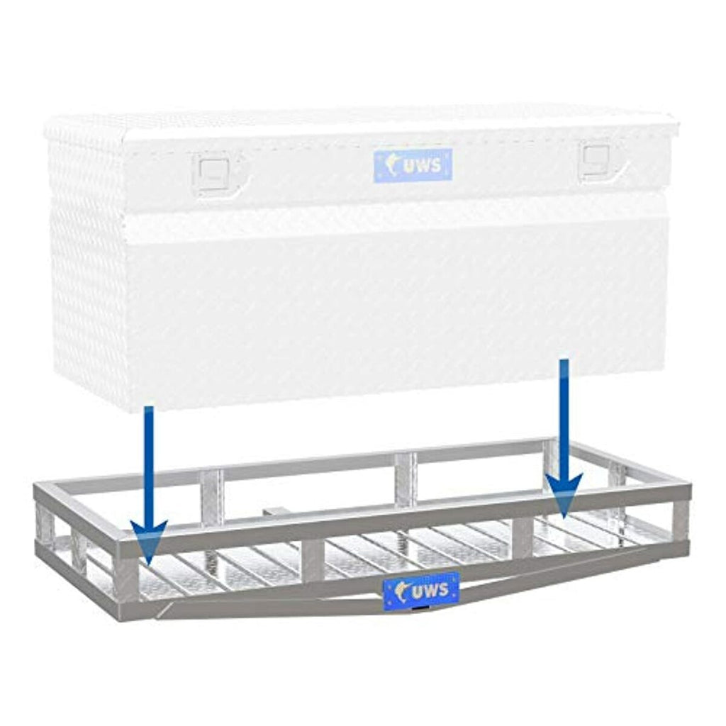 Polished Diamond Plate Aluminum Hitch Mount Carrier 51in x 23in 500lb Capacity I61592