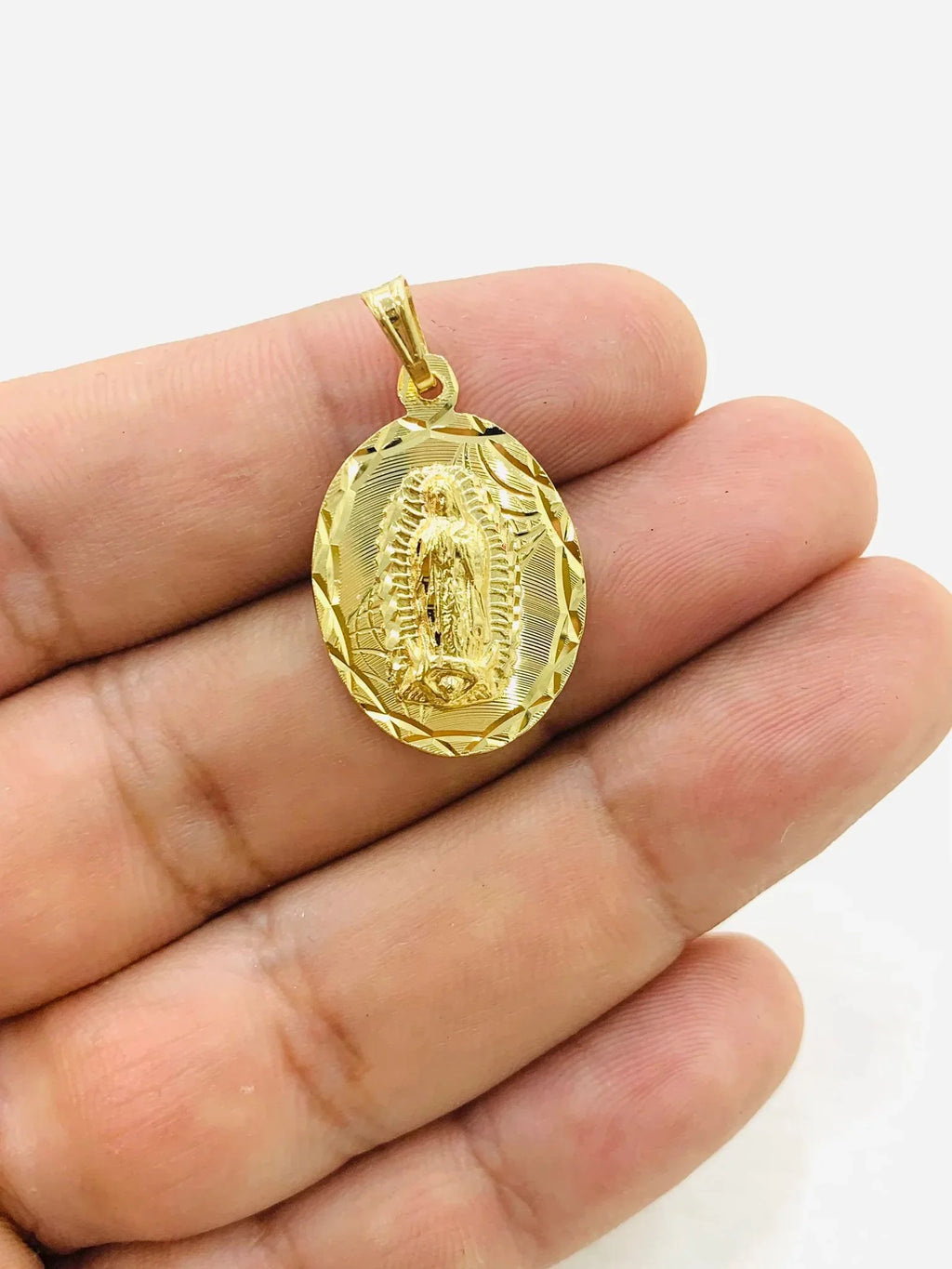 14K Gold Filled Virgen de Guadalupe Necklace Pendant 26x18mm 20" S867155