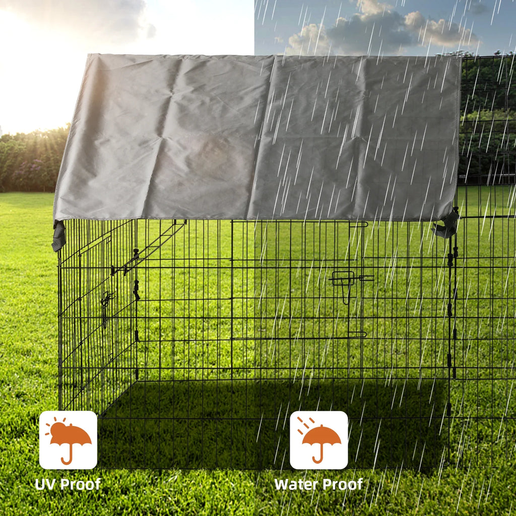 Metal Chicken Coop Pet Playpen with 8 Doors J63786