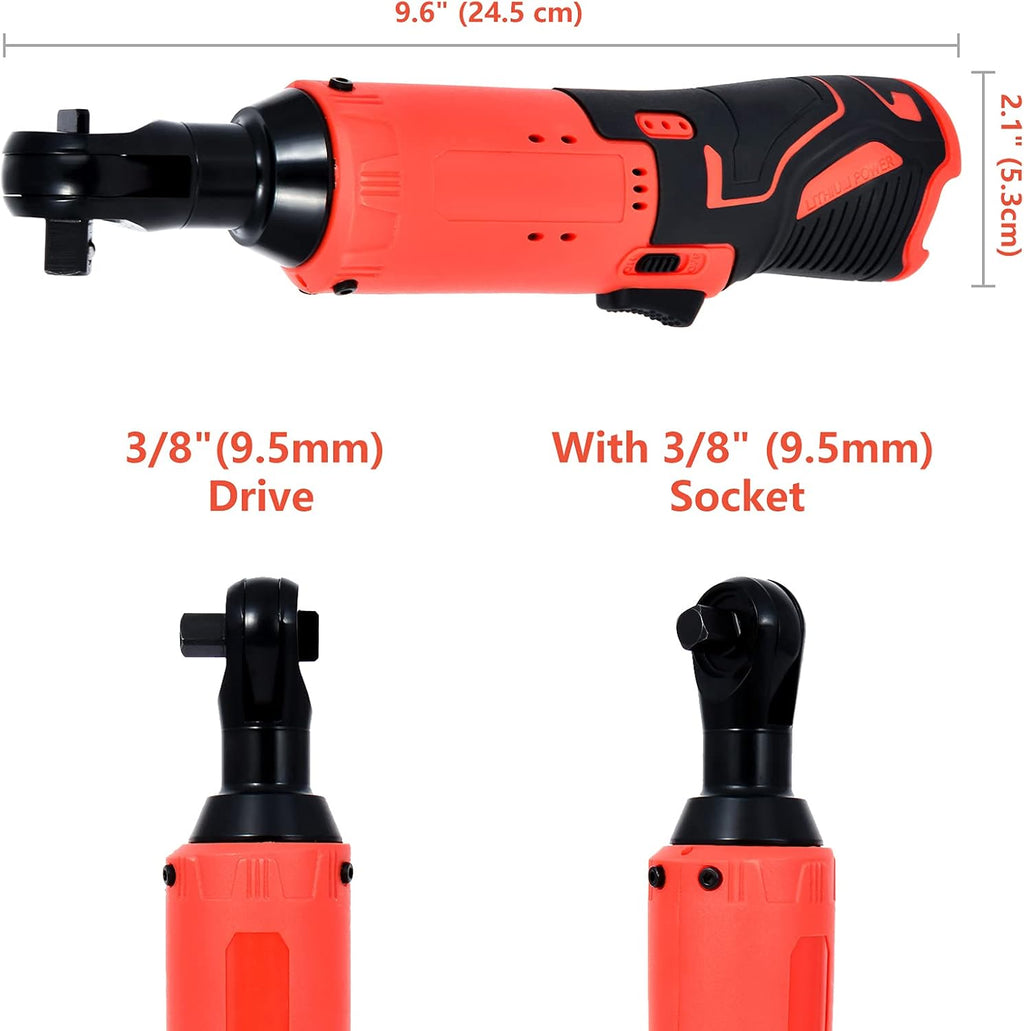 12V 3/8" Cordless Ratchet Wrench Set, 2 Pack Q442