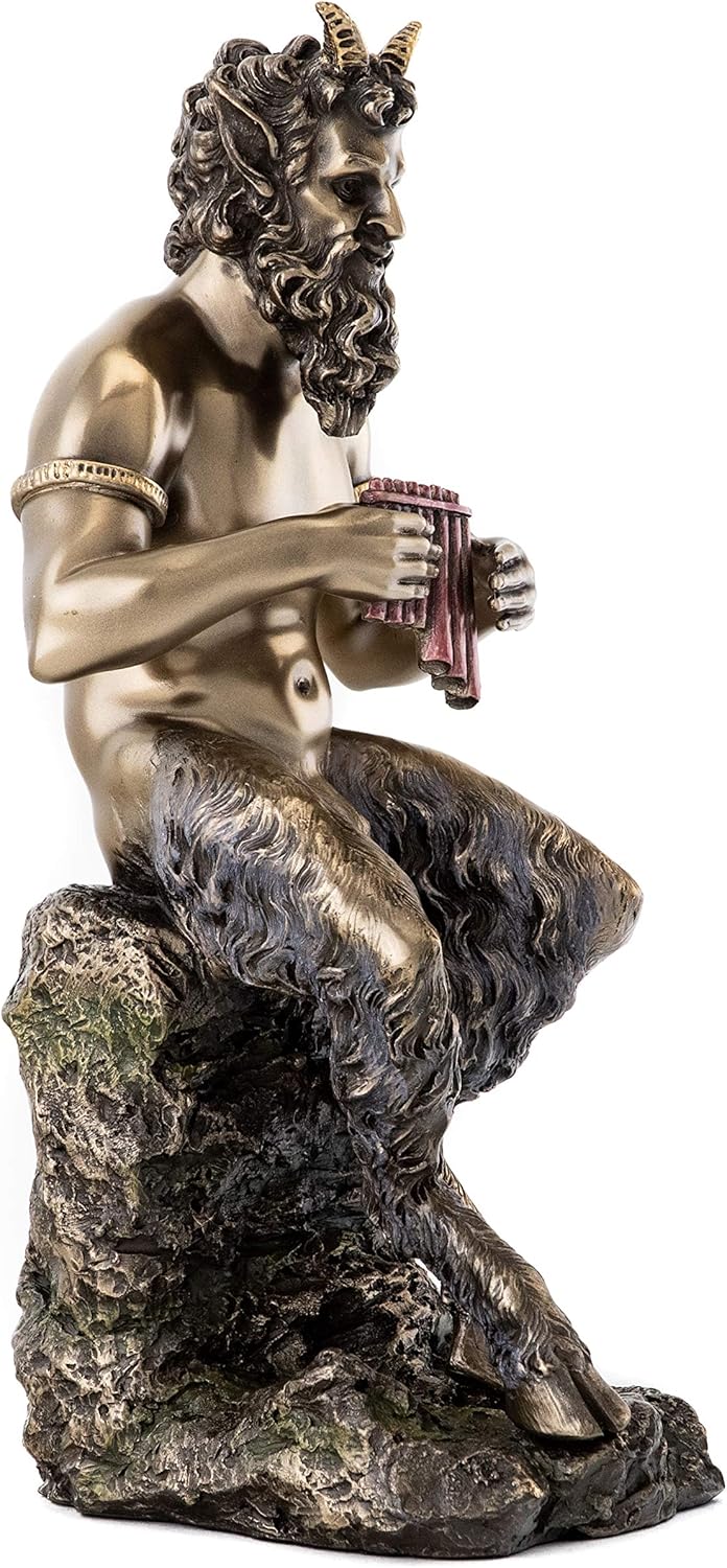 Pan the Faun Statue, 9.5-Inch Cold Cast Bronze Figurine A2982