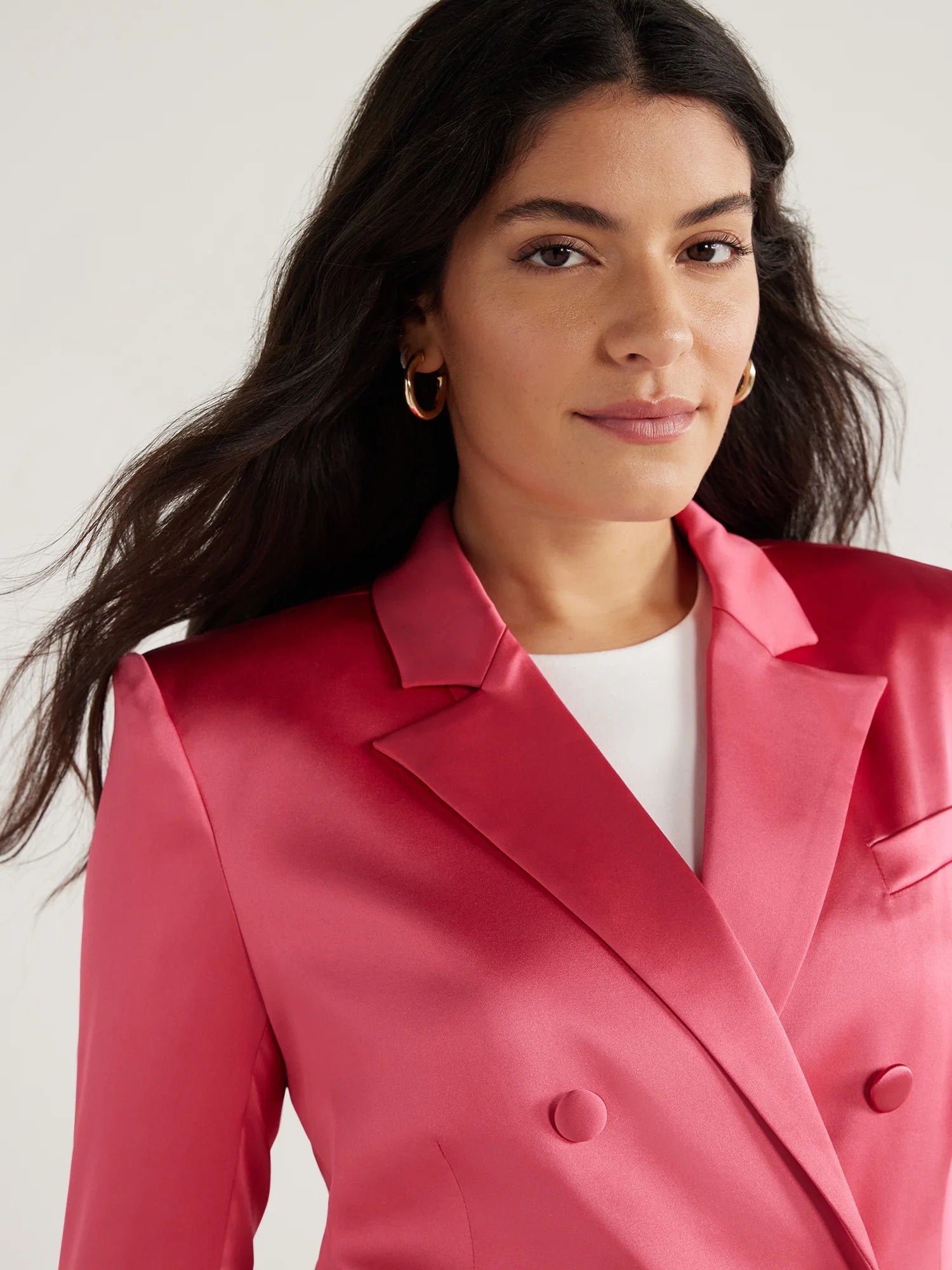 Stretch Satin Double Breasted Blazer G35500