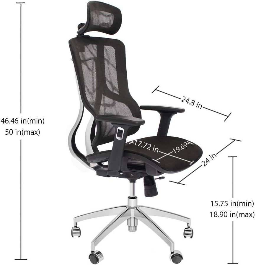 Black Ergonomic Mesh High Back Office Chair with Adjustable Headrest and Armrest T266647
