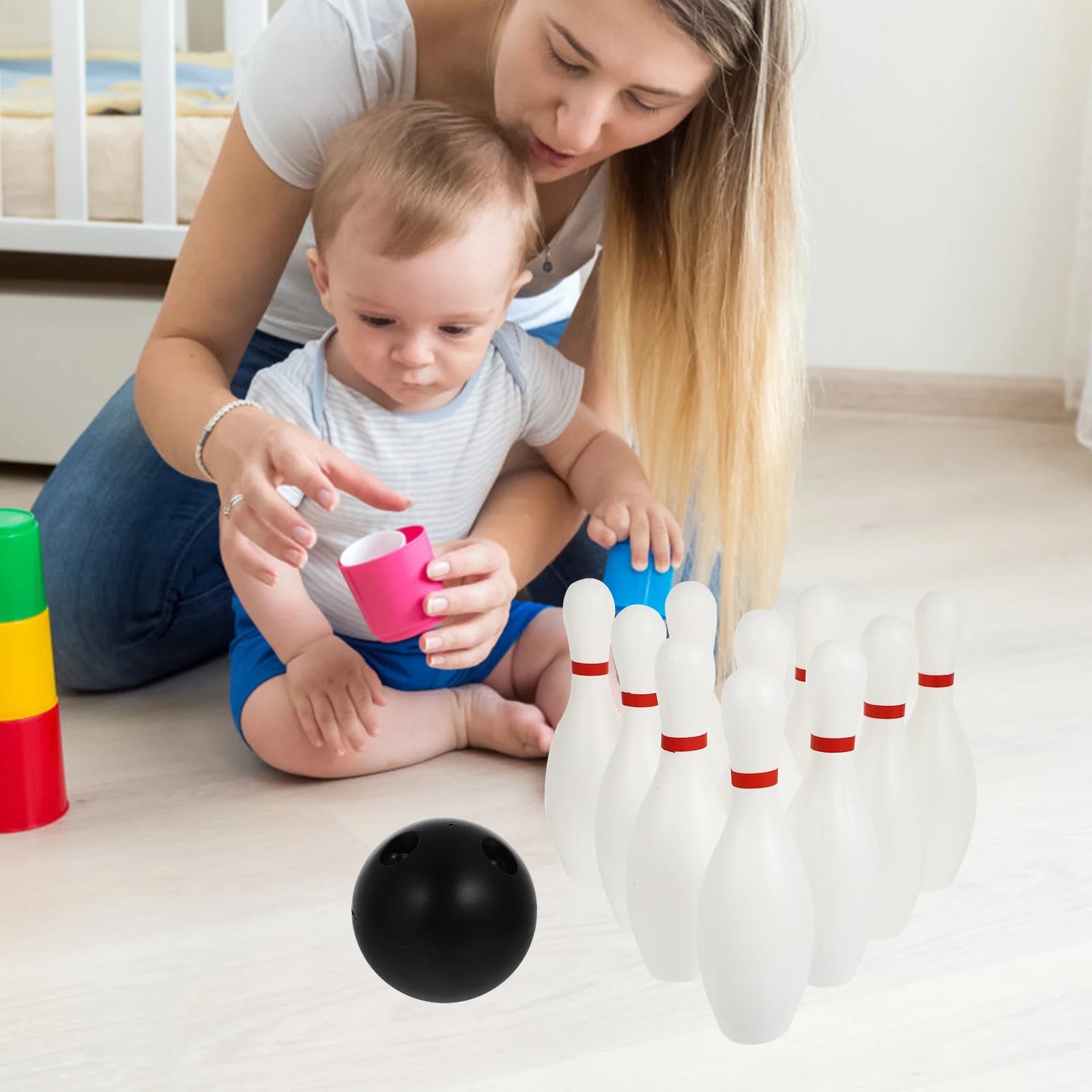 Toddler Kids Bowling Game Set Outdoor Indoor Sports Toys (White) H963837
