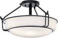 Black 3 Light Semi Flush with Opal Glass G9978