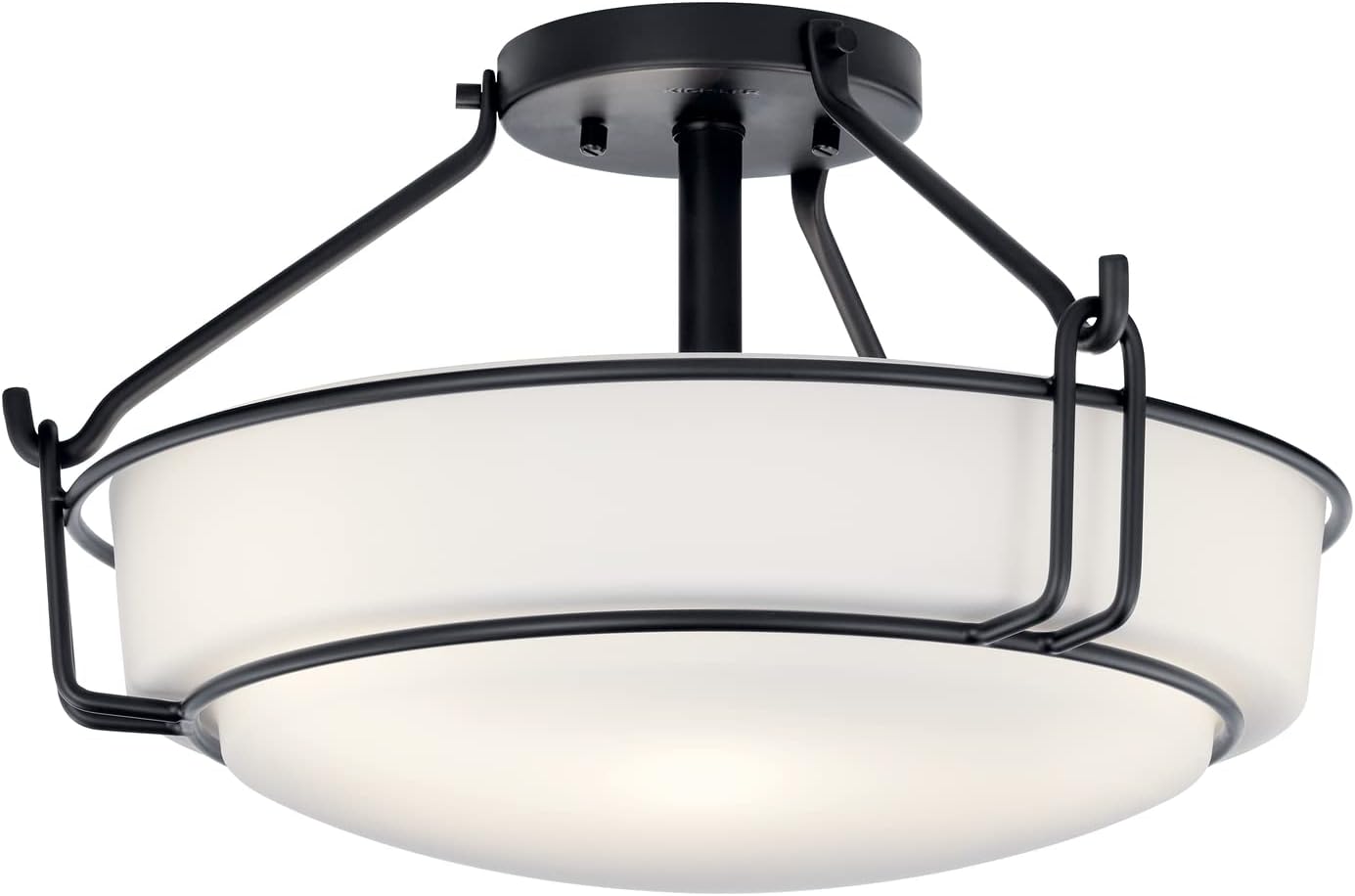 Black 3 Light Semi Flush with Opal Glass G9978