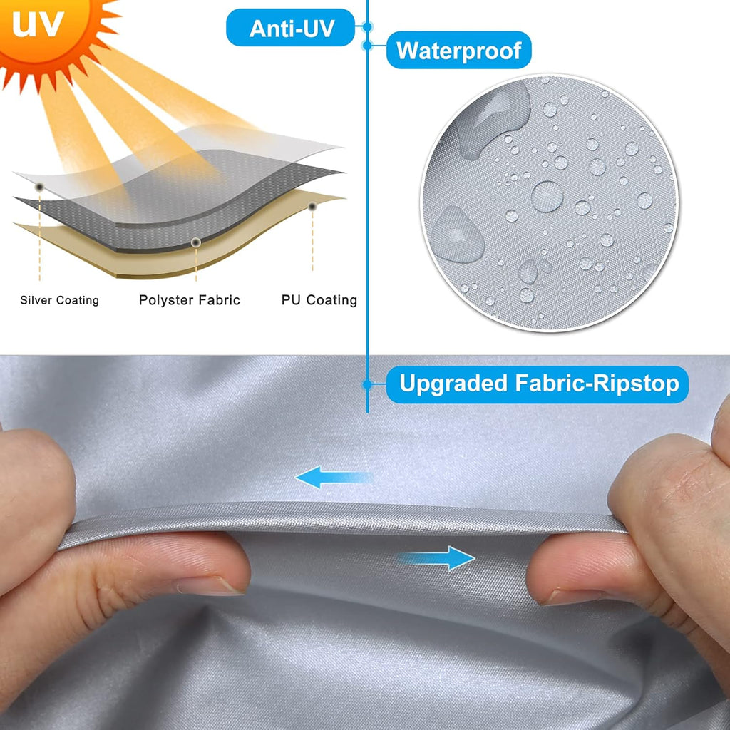 Rip-Stop RV Cover Fits 22'1" - 24' Long Motorhome, Waterproof Camper Cover with Gutter Covers, Adhensive Repair Patch Y454855